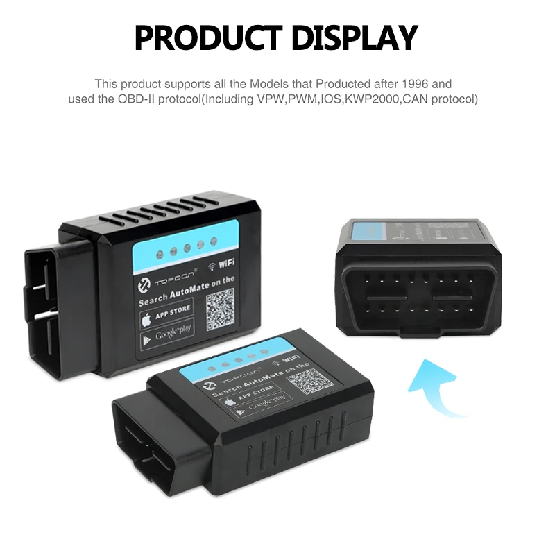 TOPDON 327 V1.5 чип PIC18F25K80 Супер Мини ELM327 OBD2 разъем OBDII EOBD ELM327 сканер Wi-Fi автоматическая проверка двигателя автомобиля