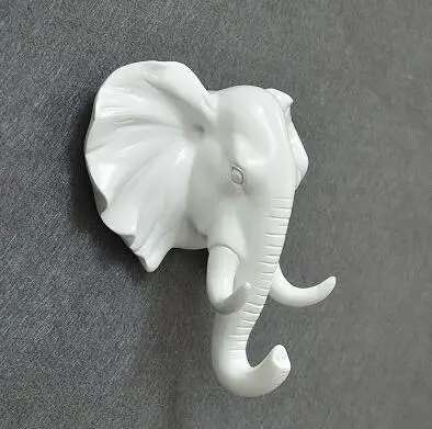 white Elephant 3D крючок олень носорог слон жираф Лошадь Животное декоративный крючок креативная Смола Модель ванная комната настенный крючок для пальто настенный крючок - Цвет: white Elephant