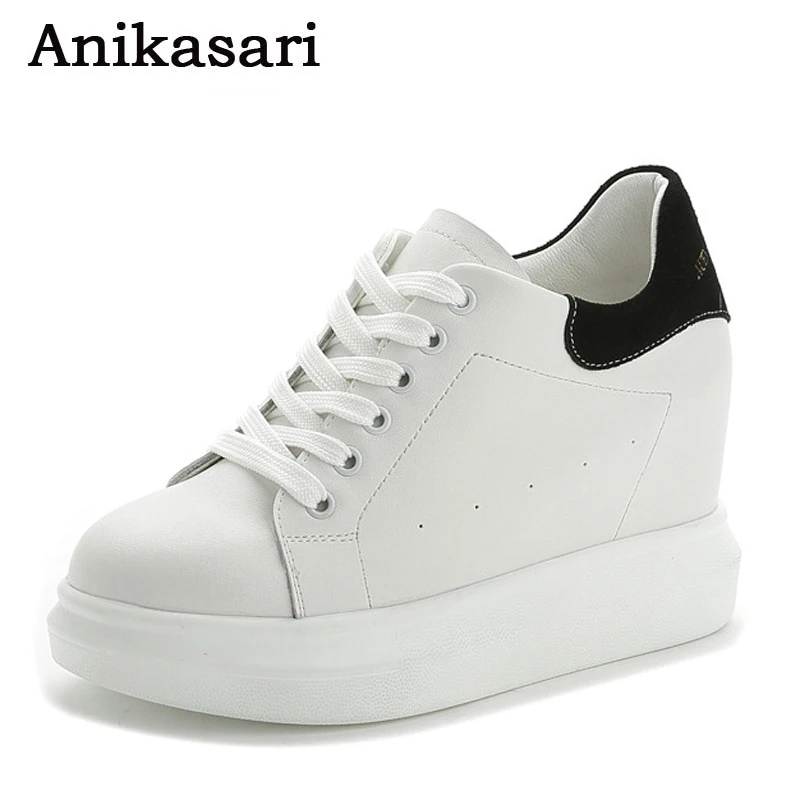 2017 г. женские кроссовки на высоком каблуке повседневная обувь из натуральной