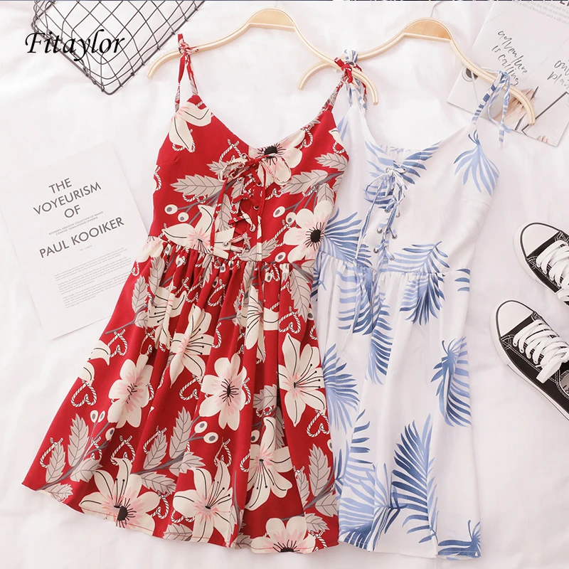 Женское платье с высокой талией ftaylor разноцветное пляжное мини треугольным