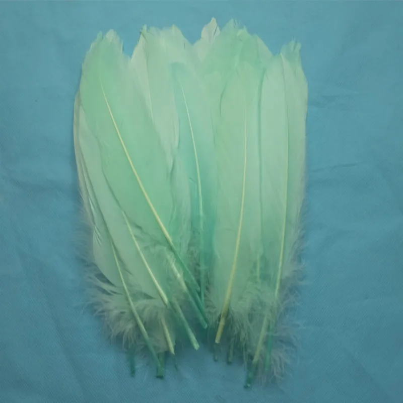 

New Stylish Hot Sale 500pcs/lot 15-20cm blue-green Natural Feather Goose For Craft/ Hats/Floral Arrangement Material Accessories