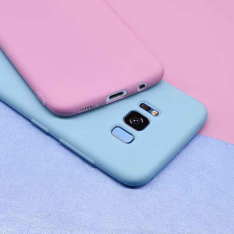 Однотонный защитный чехол для мобильного телефона samsung S8 матовый Силиконовый