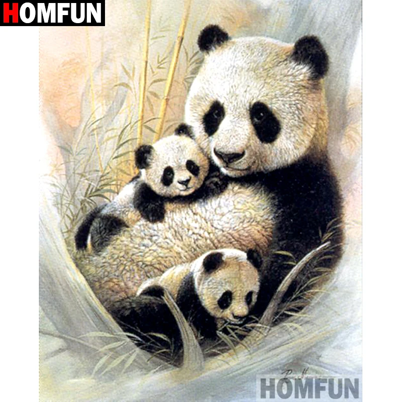 Набор для алмазной вышивки панда HOMFUN картина из квадратных/круглых страз сделай