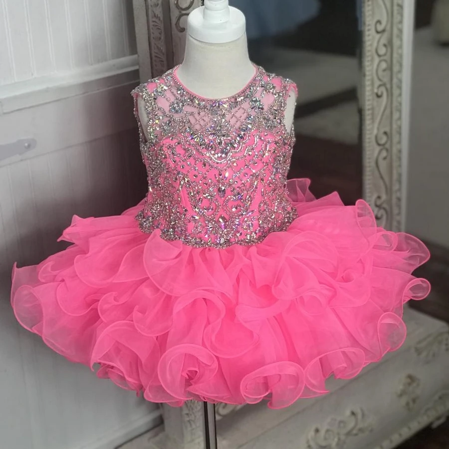 

Little Miss Pageant Dress for Toddler Infant Baby Girl Kid 2019 Cupcake Glitz Girl Formal Birthday Wedding Guest Party Gown