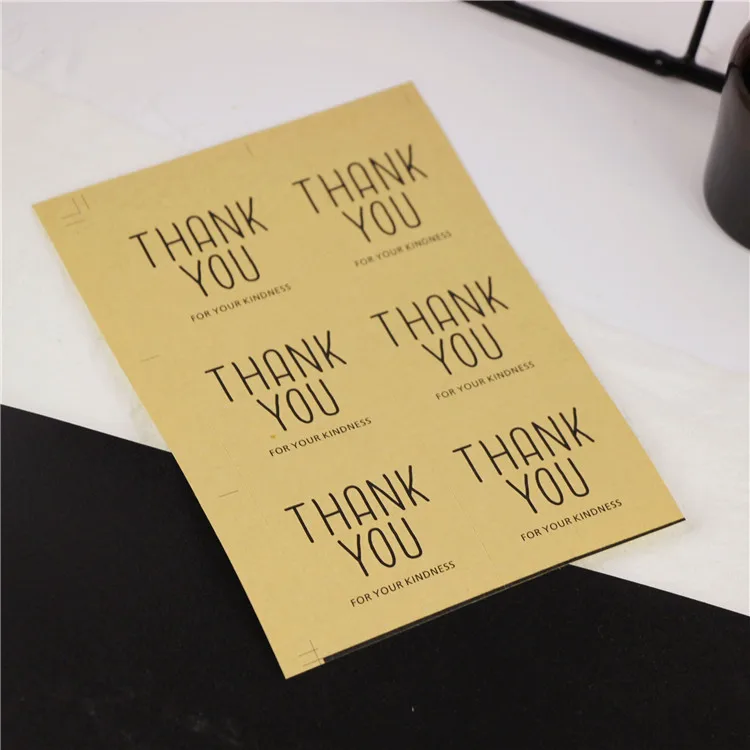 

480pcs/lot "THANK YOU" series paper seal sticker Brown kraft paper Kawaii adhesive stickers for homemade bakery&gift packaging