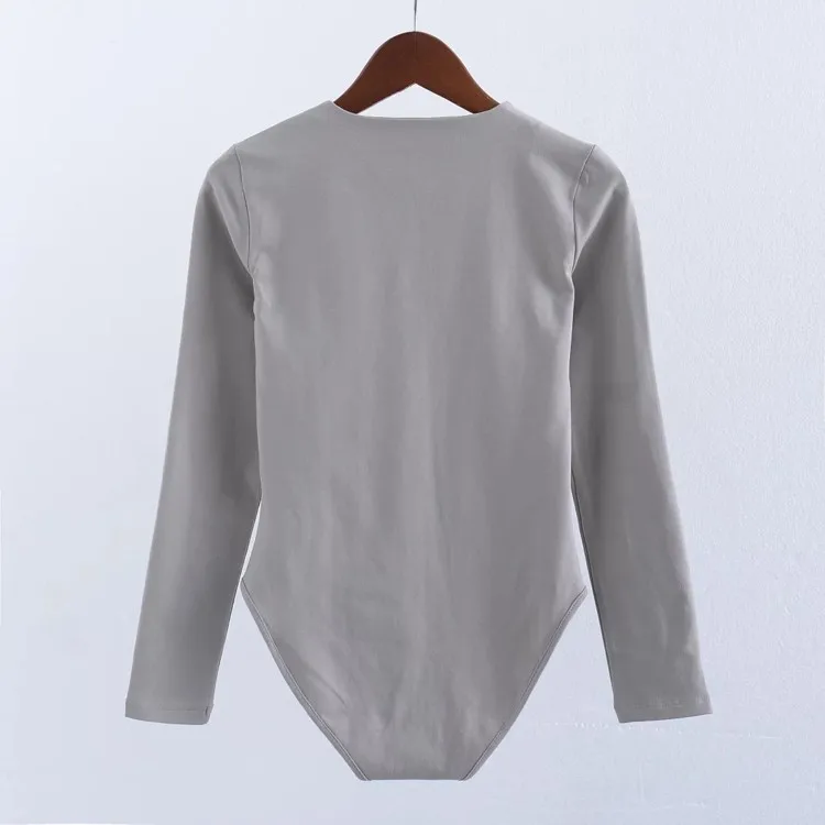 

Sexy Bodysuit Long Sleeve Rompers Womens Jumpsuit Female Playsuits Streetwear Skinny Knitted Bodycon Jumpsuit