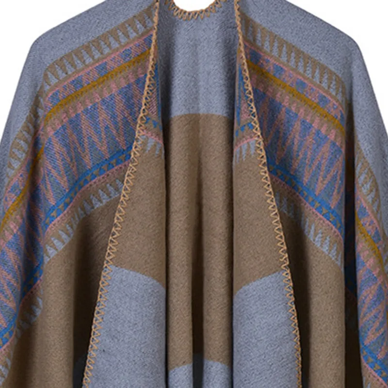 RUNMEIFA зимняя имитация кашемировой мантии для женщин волнистая накидка с узором