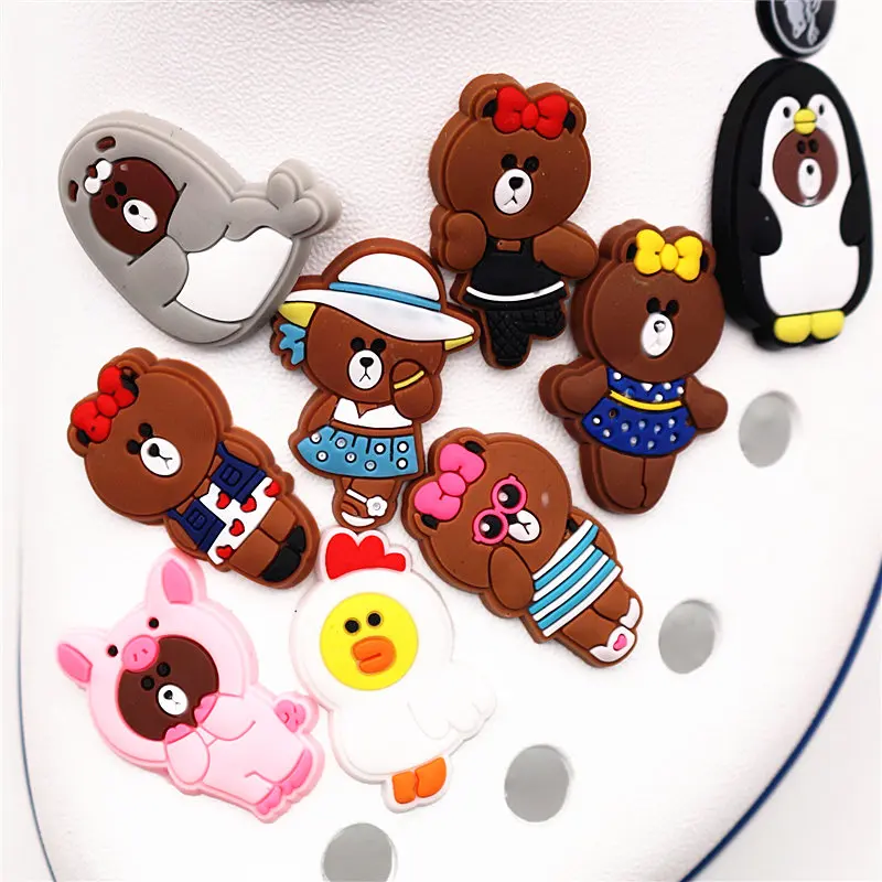 1 set 9 шт./компл. ПВХ украшения для обуви мультфильм Rilakkuma сад обуви Croc Подвески медведи аксессуары для обуви JIBZ/Браслеты Дети Рождество - Цвет: 1 set