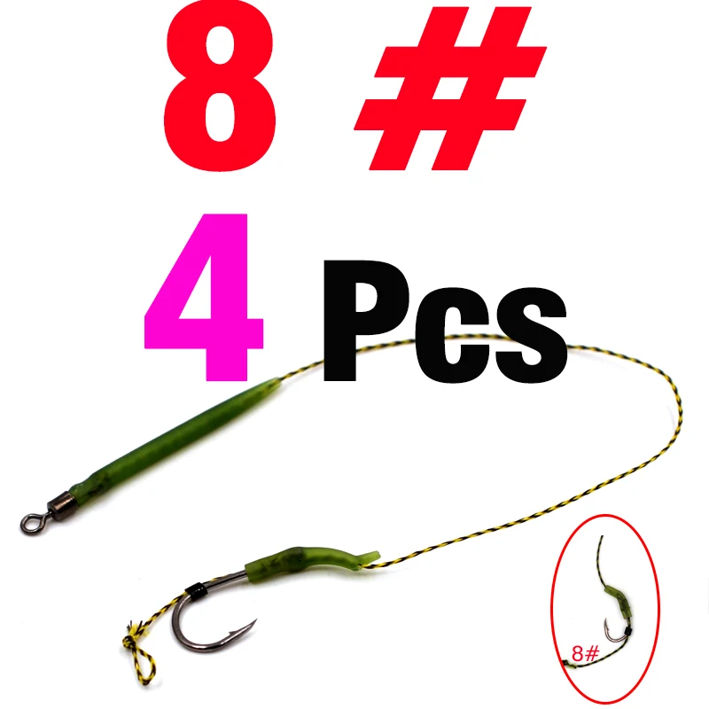 4Set Size8 MNFT 4 шт. крючок для ловли карпа, готовые волосы Combi 2#4#6#8# колючие крючки, рыболовные снасти - Цвет: 4Set Size8