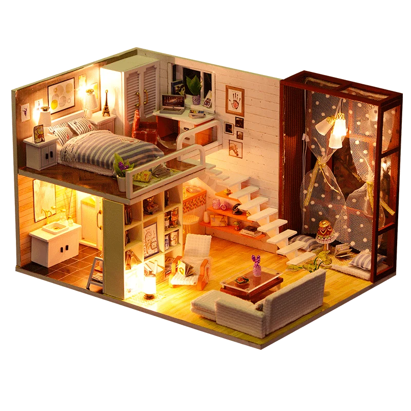 Ручной работы Diy кукольный домик 1:12 миниатюрный кукольный домик мебель Miniaturas модель комплект кукольный пазл собрать подарок игрушки для детей
