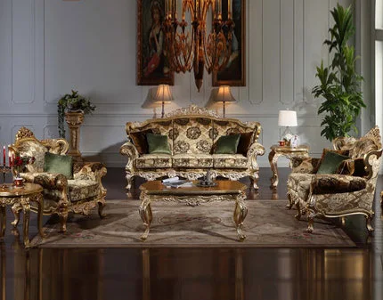 European-style Hand-carved Wood Classical Sofa Baroque single double triple combination of luxury living room | Мебель