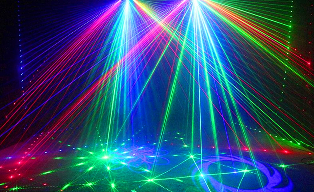 Лазерный светильник с 6 объективами DMX RGB, полноцветные линии, луч с узорами, лазерный домашний, вечерние, DJ, KTV проектор, отличные эффекты, сценический светильник s