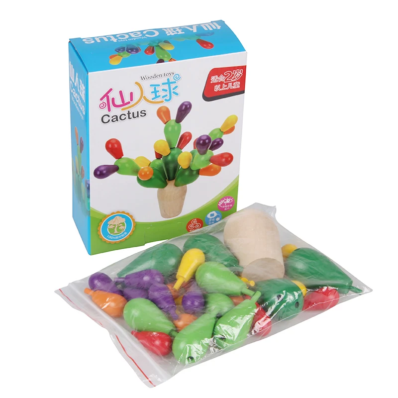 Деревянные блоки 28 шт./лот деревянные кактусовые детские игрушки для детей