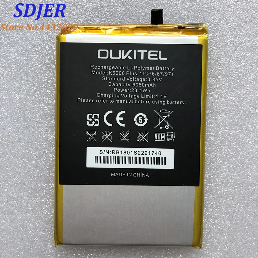 100% новый OUKITEL K6000 PLUS запасные части 6068 мАч резервная батарея для смартфона