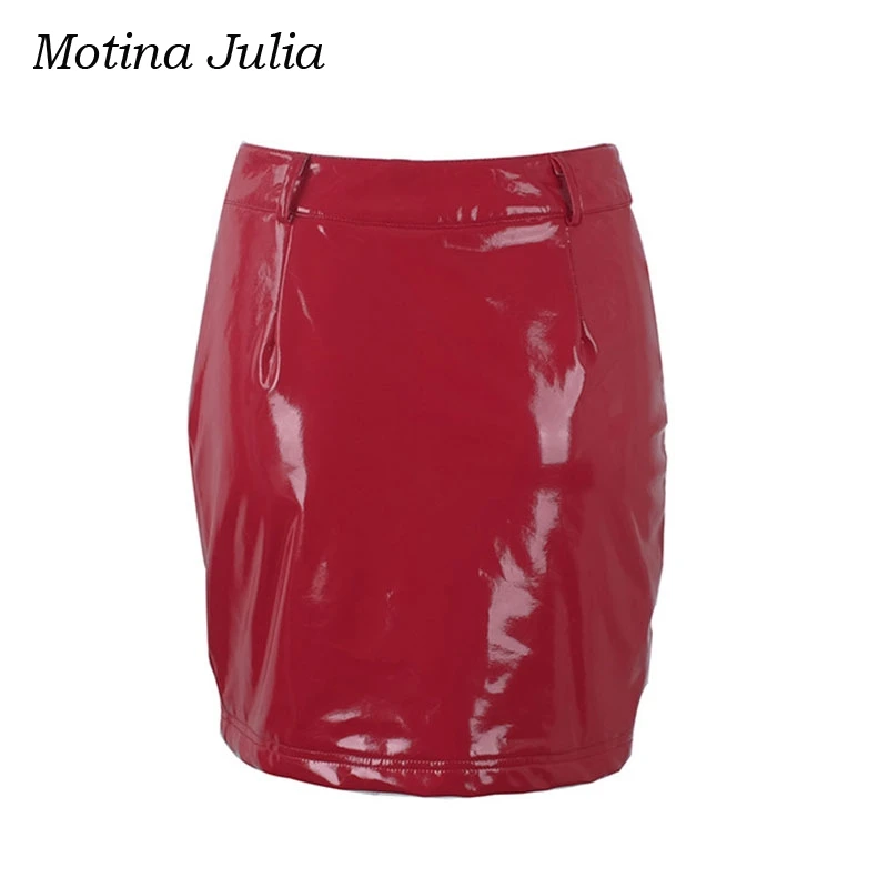 Motina Julia 2018 Сексуальная облегающая юбка из искусственной кожи Женская осенне