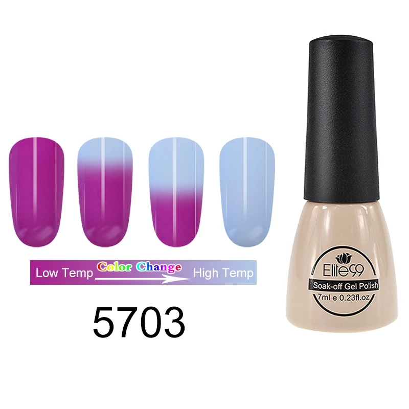 5703-7ml Elite99 термальный гель для ногтей, меняющий цвет, голографический лак для ногтей, блеск для горячей холодной температуры, отмачиваемый УФ-Гель-лак для ногтей - Цвет: 5703-7ml