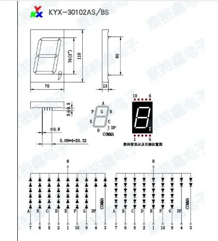 3 дюймовый 1 цифровой красный 8 сегментный светодиодный дисплей 30102AS/30102BS шт.|display