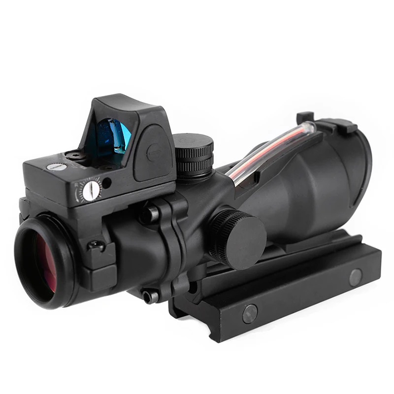 Тактический Trijicon Airsoft ACOG 4X32 прицел из настоящего Красного волокна с красной