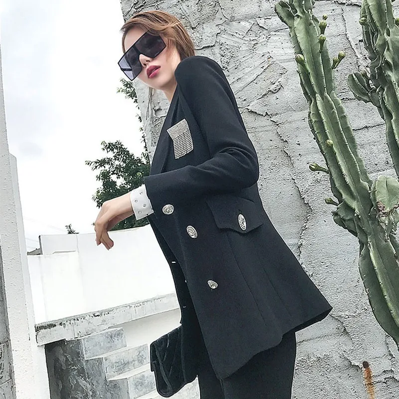 TWOTWINSTYLE куртка в стиле бриллианта Женская Съемная брошь длинный рукав пэчворк