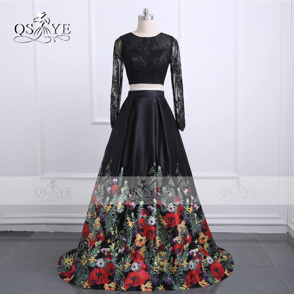 2018 Новое модное Цветочное платье с цветочным принтом из двух частей для