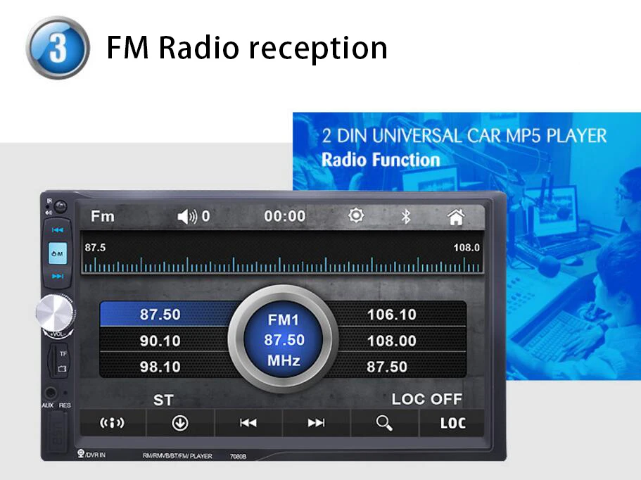 7 дюймов MP5 плеер Зеркало Ссылка экран стерео автомобильное радио сенсорный FM USB TF