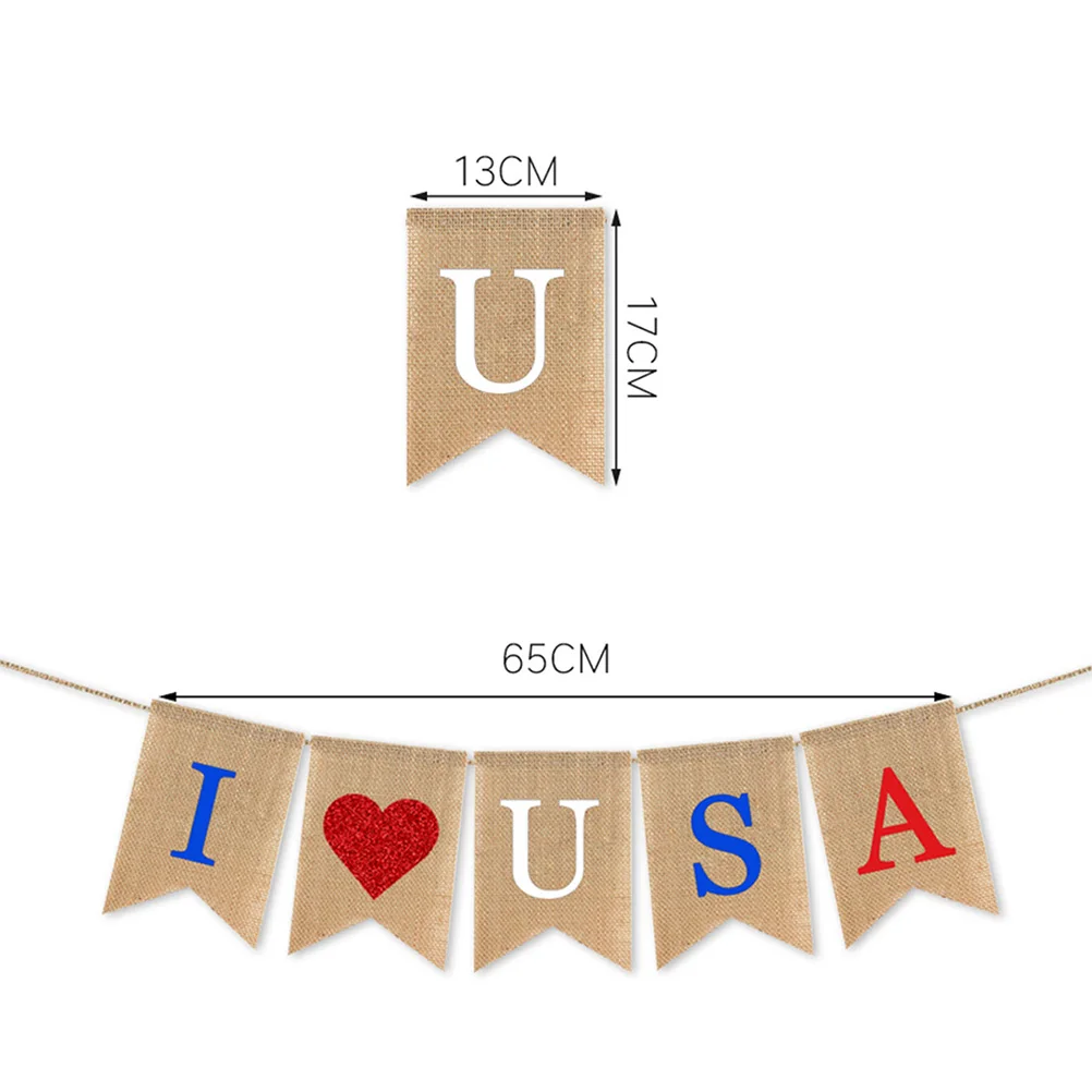 USA Independence Day Linen Dovetail Pull Flag Garland Shape Hanging Banner Bunting For 4th Of July Party | Дом и сад