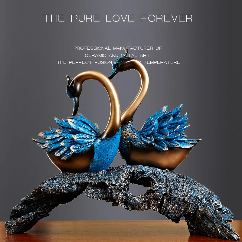 

Europe Sweetheart Swan resin Home Decoration Crafts Animals Figurines Creative fairy Living room Swan ornament Wedding gift