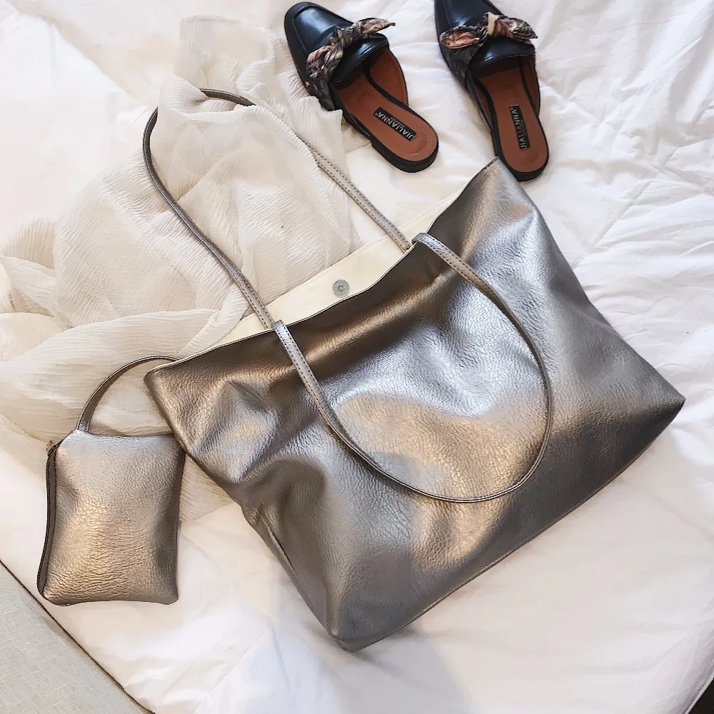 Черная Женская Сумка тоут Bolso Grande Повседневная Дамская сумка из мягкой