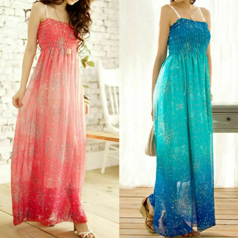 Женское платье-макси с цветочным принтом без рукавов | Женская одежда