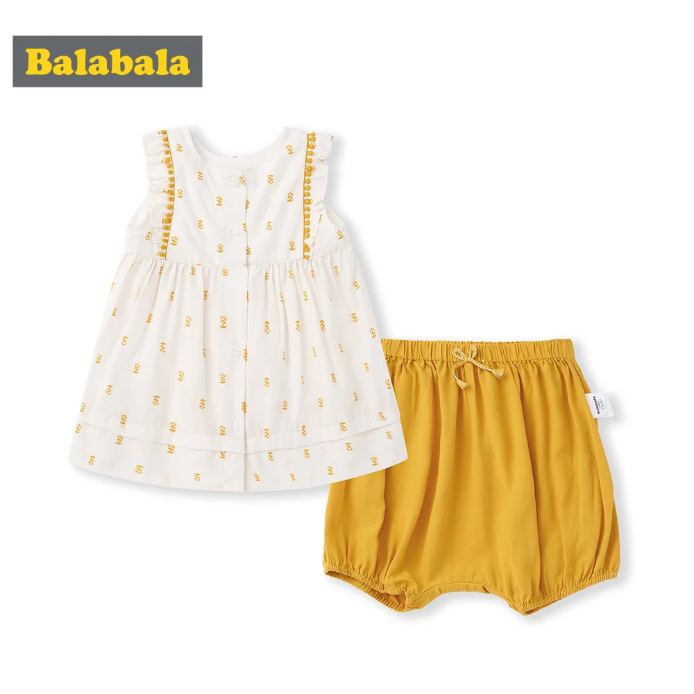BalabalaBaby/летний комплект одежды для девочек новинка 2019 Детский костюм с короткими