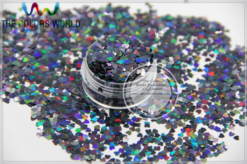

LM-10 Size 3 mm laser holographic Black color Glitter paillette Heart shape spangles for Nail Art DIY supplies1pack=50g