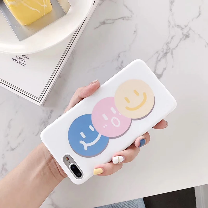 Корейский стиль чехол для телефона со смайликом iphone 6 6s 7 8 Plus милый Универсальный
