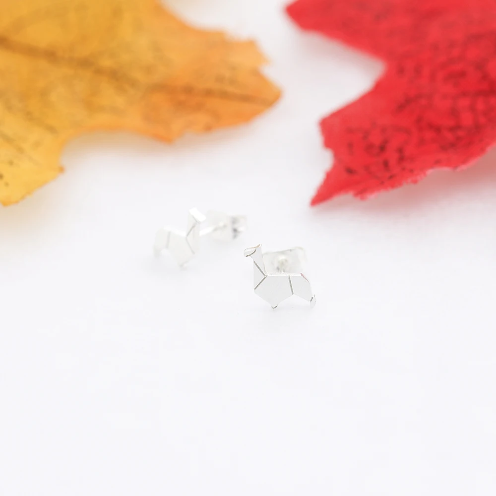 Серьги гвоздики для женщин и мужчин Креативные украшения в виде животных оригами