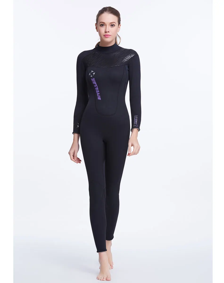 Long Sleeve SCR Suit 2017 3mm Black Wet Suit Neoprene Women's Wetsuit Back Zipper Full Body Swim Scuba Diving Surfing Snorkeling