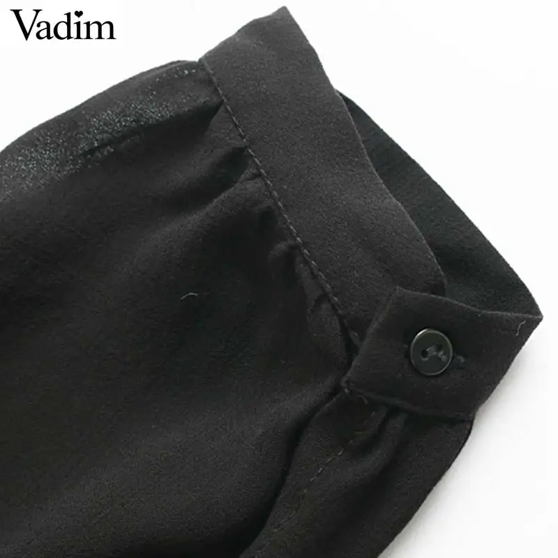 Vadim elegant V neck pleated chiffon blouse transparent bow tie sashes long sleeve sexy shirts female chic tops blusas LB151 |