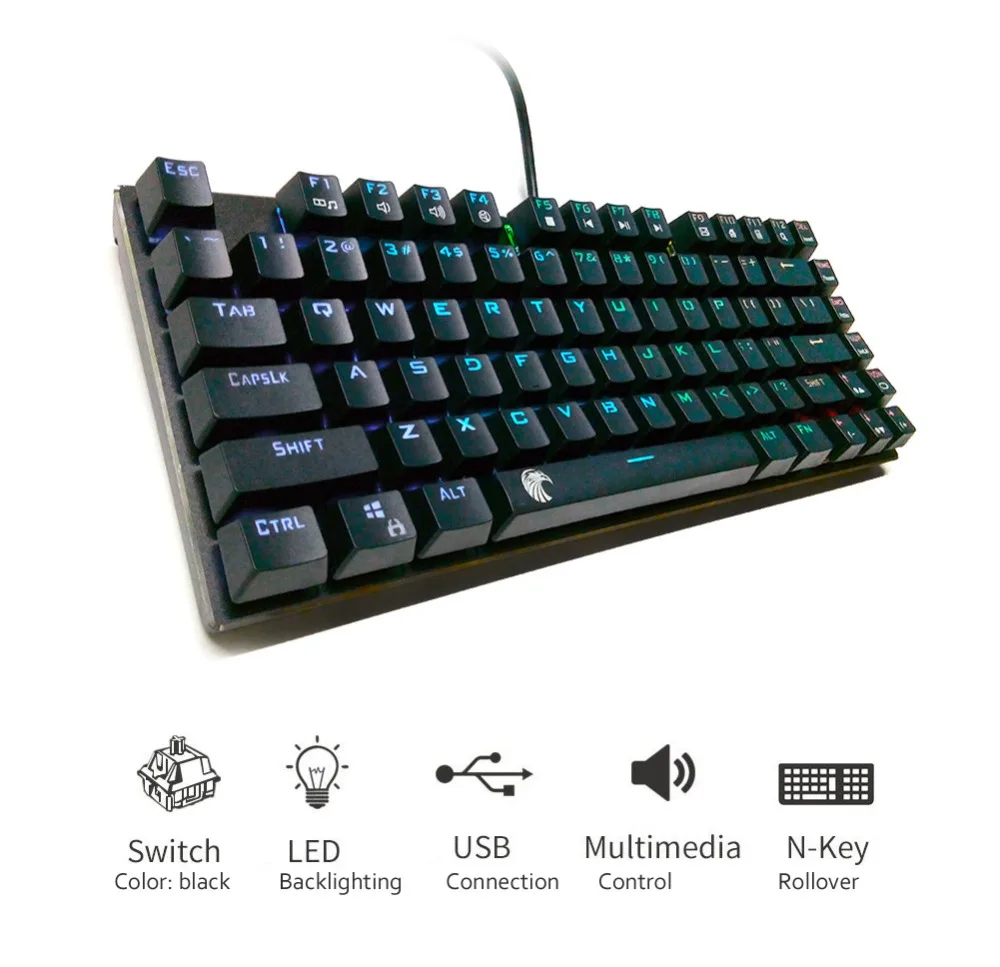 Механическая клавиатура TKL, линейные черные переключатели, 81 клавиша, RGB светодиодный, с подсветкой, алюминиевая игровая клавиатура со съемным кабелем Z88