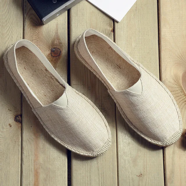 Plus Size 35-45 Embroider Women Flats 2021 Loafers Casual Slip on Shoes Women's Espadrilles Hemp Canvas Flat Shoes Chaussure