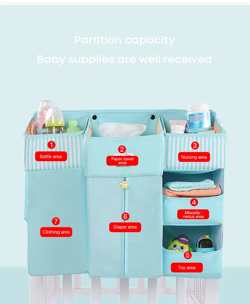 Portable Baby Crib Organizer Bed Hanging Bag for Baby Essentials Diaper Storage Cradle Bag Bedding Set Diaper Caddy VS SUNVENO