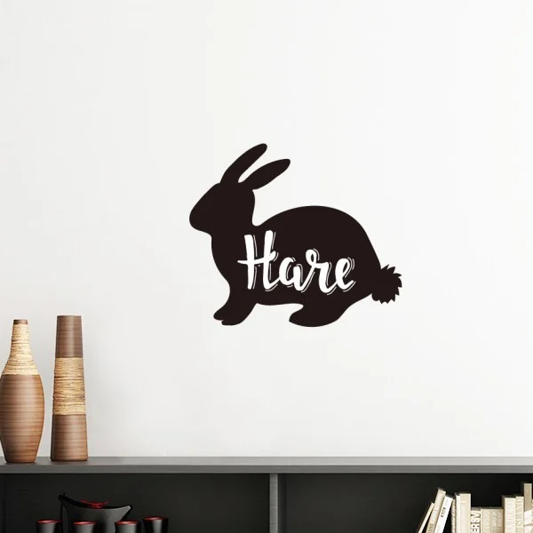 

Hare Black And White Animal Silhouette Removable Wall Sticker Art Decals Mural DIY Wallpaper for Room Decal