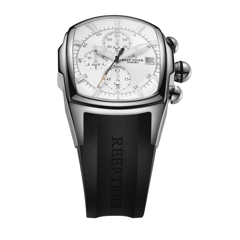 Reef Tiger RGA3069-T мужские многофункциональные кварцевые наручные часы с защитой от воды, хронограф, светящийся-черный