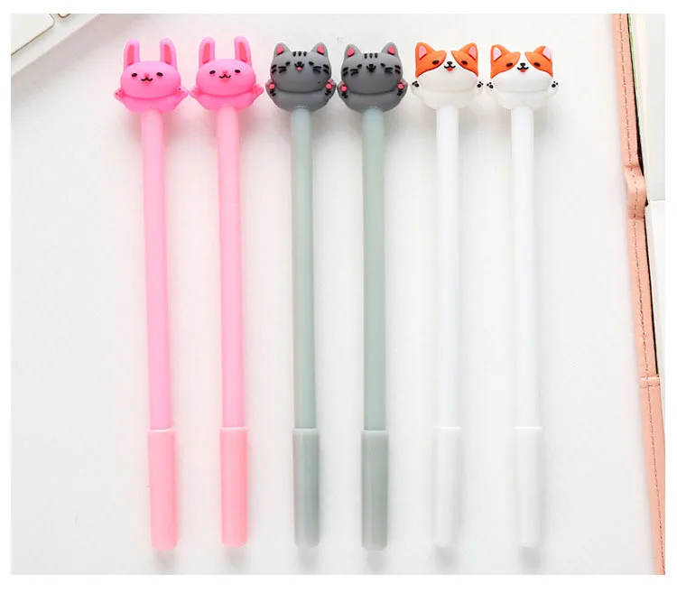 1PC Cute Kawaii Cat Gel Pen 0.5mm Cartoon Plastic Black Ink Gel Pens for Writing Office School Supplies Stationery