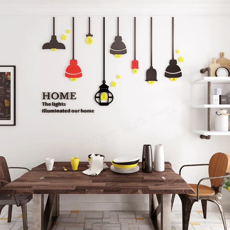 Горячая Распродажа освещение акриловая Наклейка на стену гостиная ресторан DIY