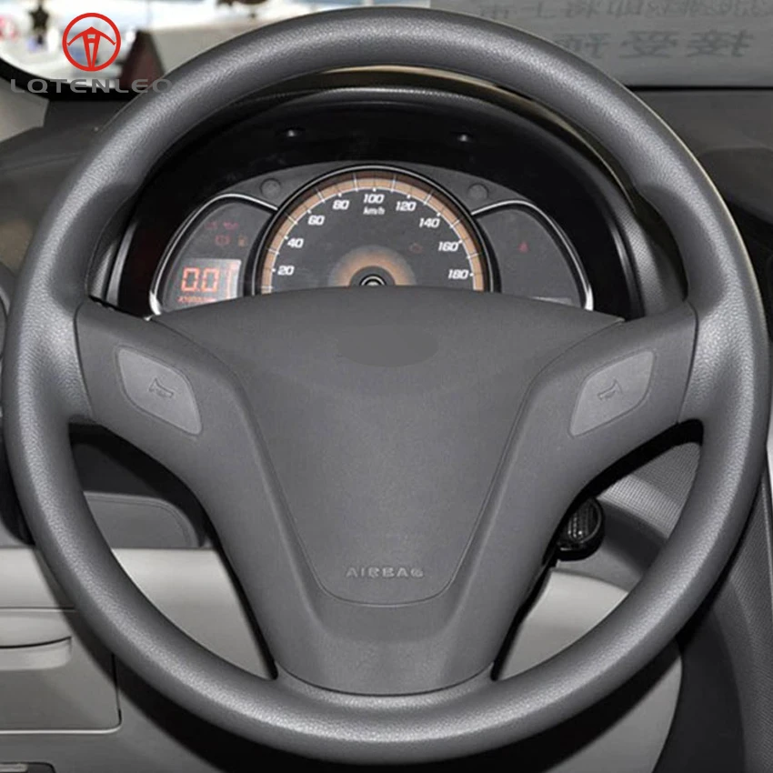 LQTENLEO черный из натуральной кожи DIY Вручную прошитый рулевого колеса автомобиля крышки для Chevrolet Парус 2009