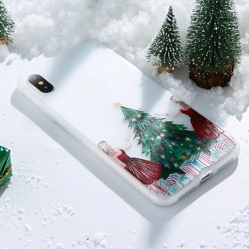 Рождественский чехол FLOVEME для iPhone X XS MAX XR мягкие чехлы из ТПУ 6 7 8 6s plus SE зеркальный