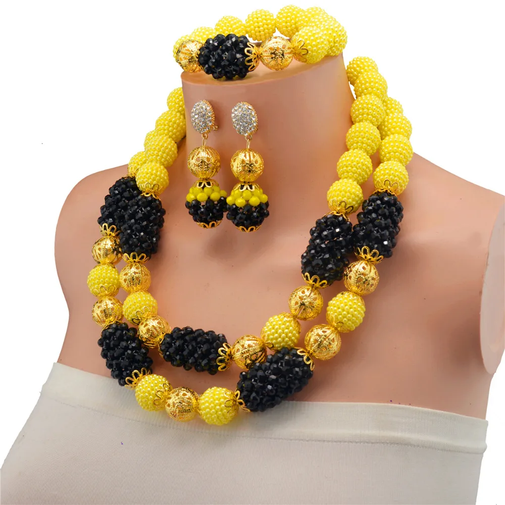 Женский комплект ювелирных изделий набор золотого цвета в Дубае 2017|african beads jewelry