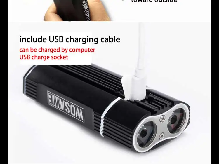 WOSAWE 2400 люмен велосипедный светильник с 18650 встроенными батареями USB Перезаряжаемый велосипедный светильник 2-XML светодиодный светильник вспышка светильник 5 режимов
