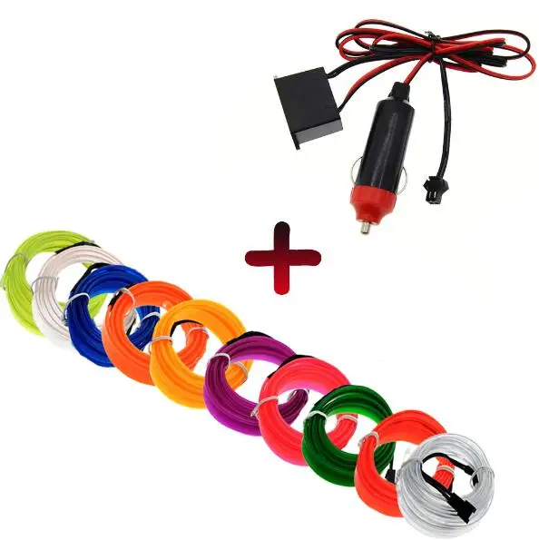 Car inverter EL wire 3 В/5 В/12 В EL провод с 6 мм швейной кромкой светодиодный декоративная лампа для автомобиля вечерние автомобильные провода светильник s неоновый светодиодный светильник с полосками гибкий светильник 2,3 мм веревочная трубка - Испускаемый цвет: Car inverter EL wire