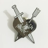 custom 30mm broken heart club school hospital black nickel plated lapel pin badge with butterfly clutch