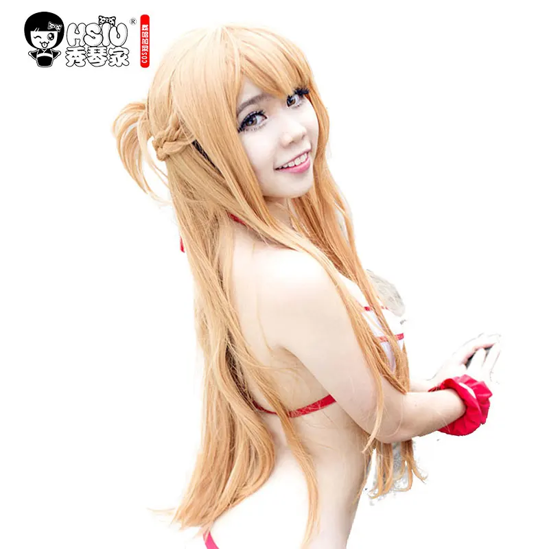 

HSIU 100 см длинный парик меч искусство онлайн косплей парик костюм «Асуна» играть парики Хэллоуин вечерние Аниме игры волосы высокое качество