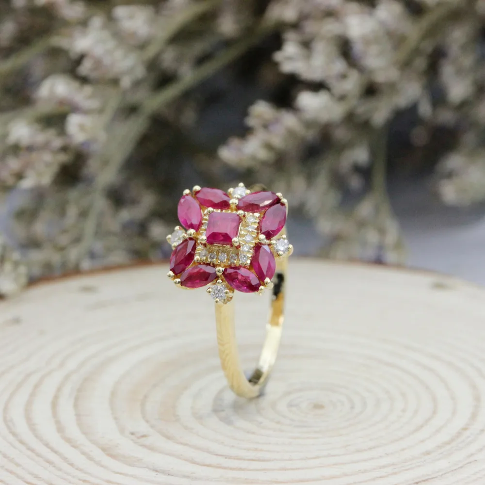 LASAMERO Asscher огранка 1.13ctw натуральный рубин драгоценный камень маркиза сторона